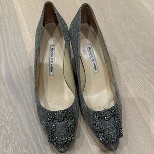 Manolo Blahnik Women's Black Embellished Pumps